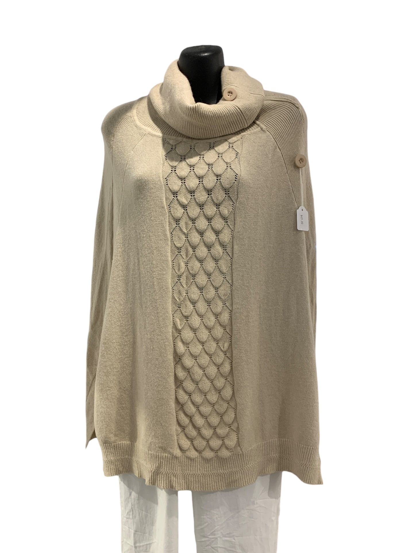 Turtle Neck Knit Poncho