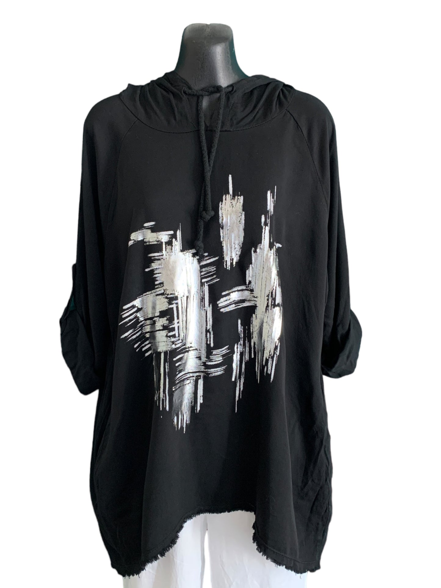 Italian Metallic Paint Hooded Top