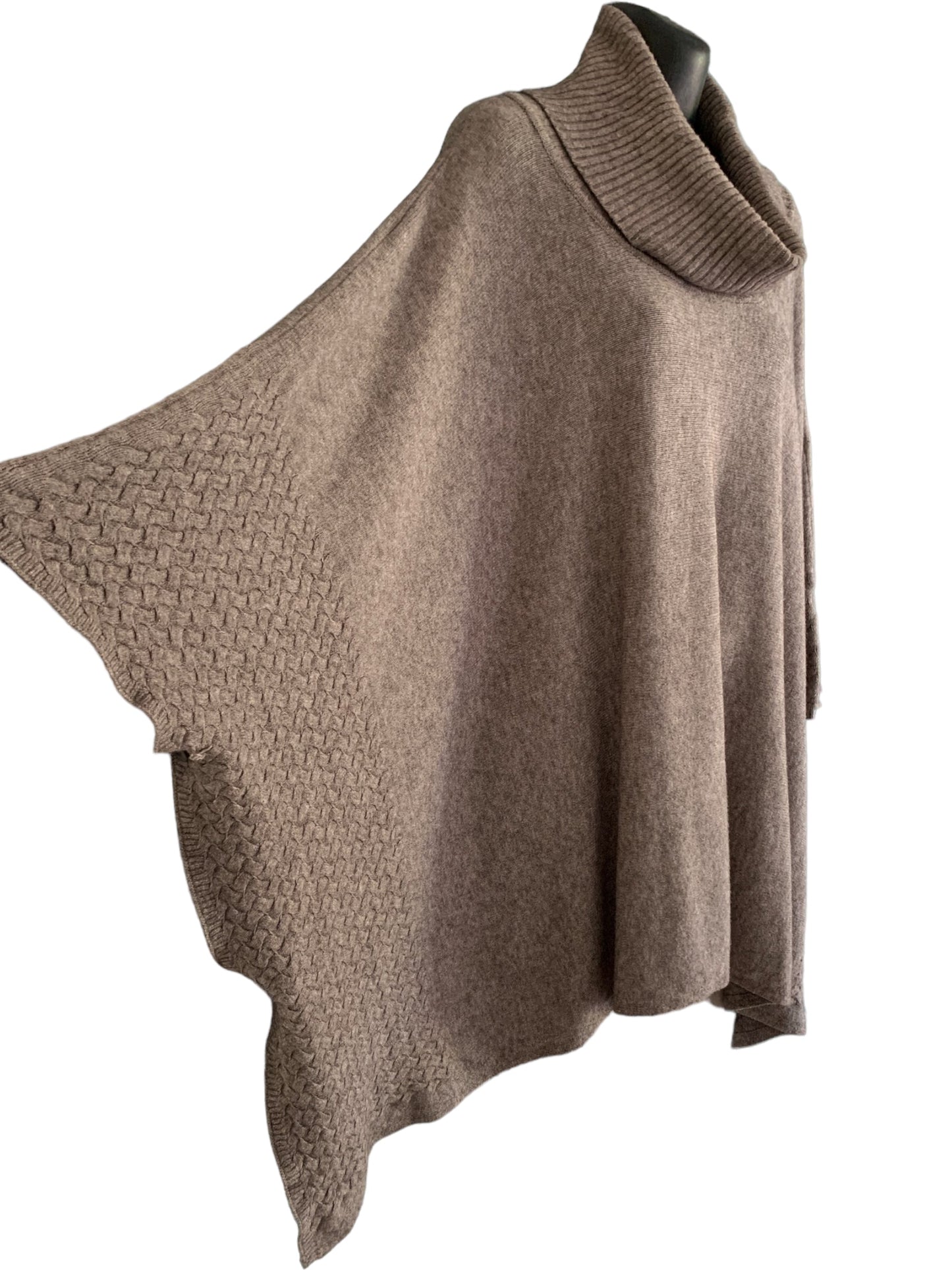 Turtle Neck Knitted Poncho with Side Buttons.