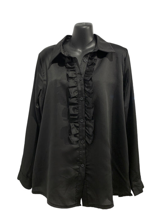 Italian Button Up Blouse with Ruffle