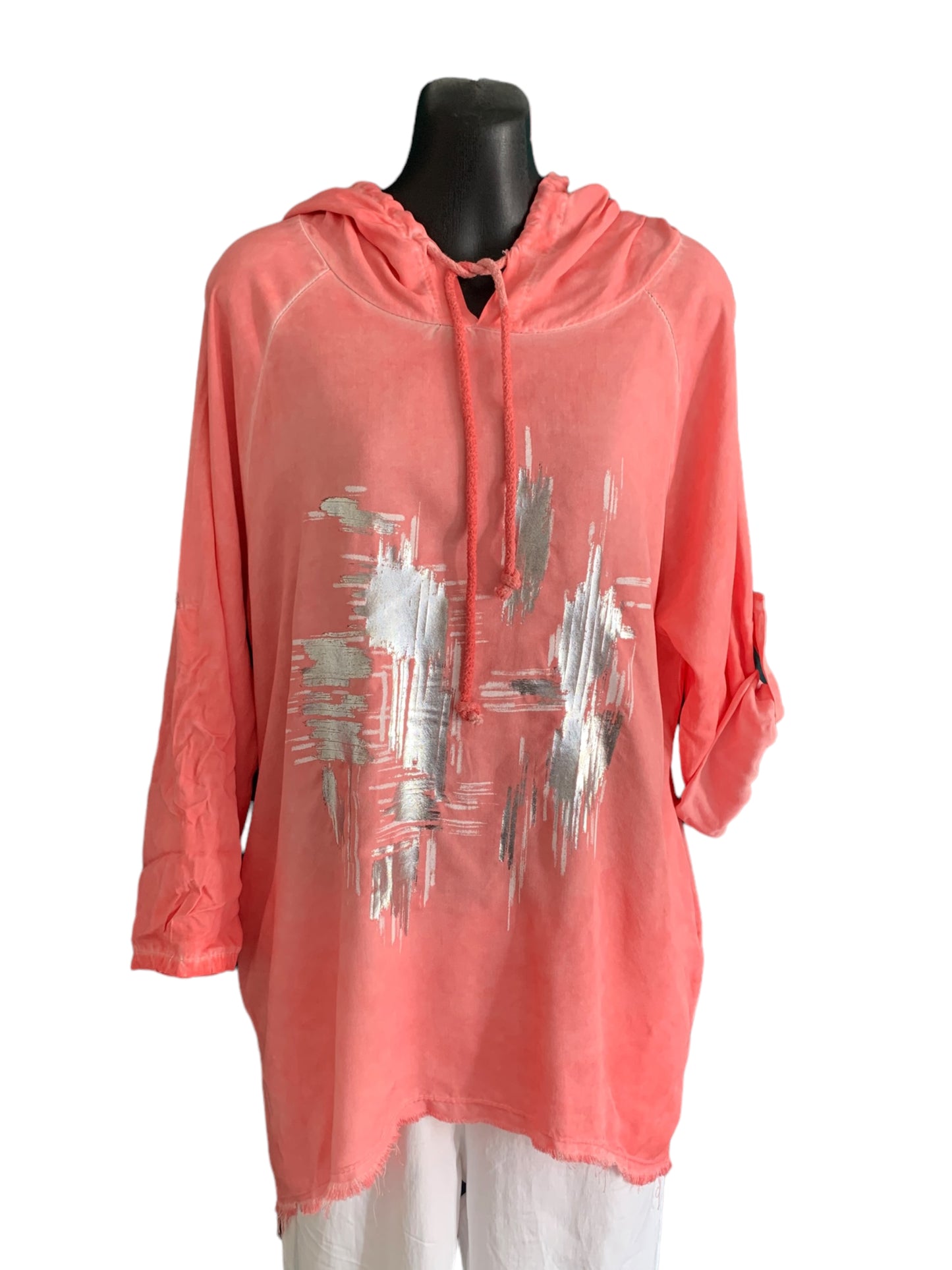 Italian Metallic Paint Hooded Top