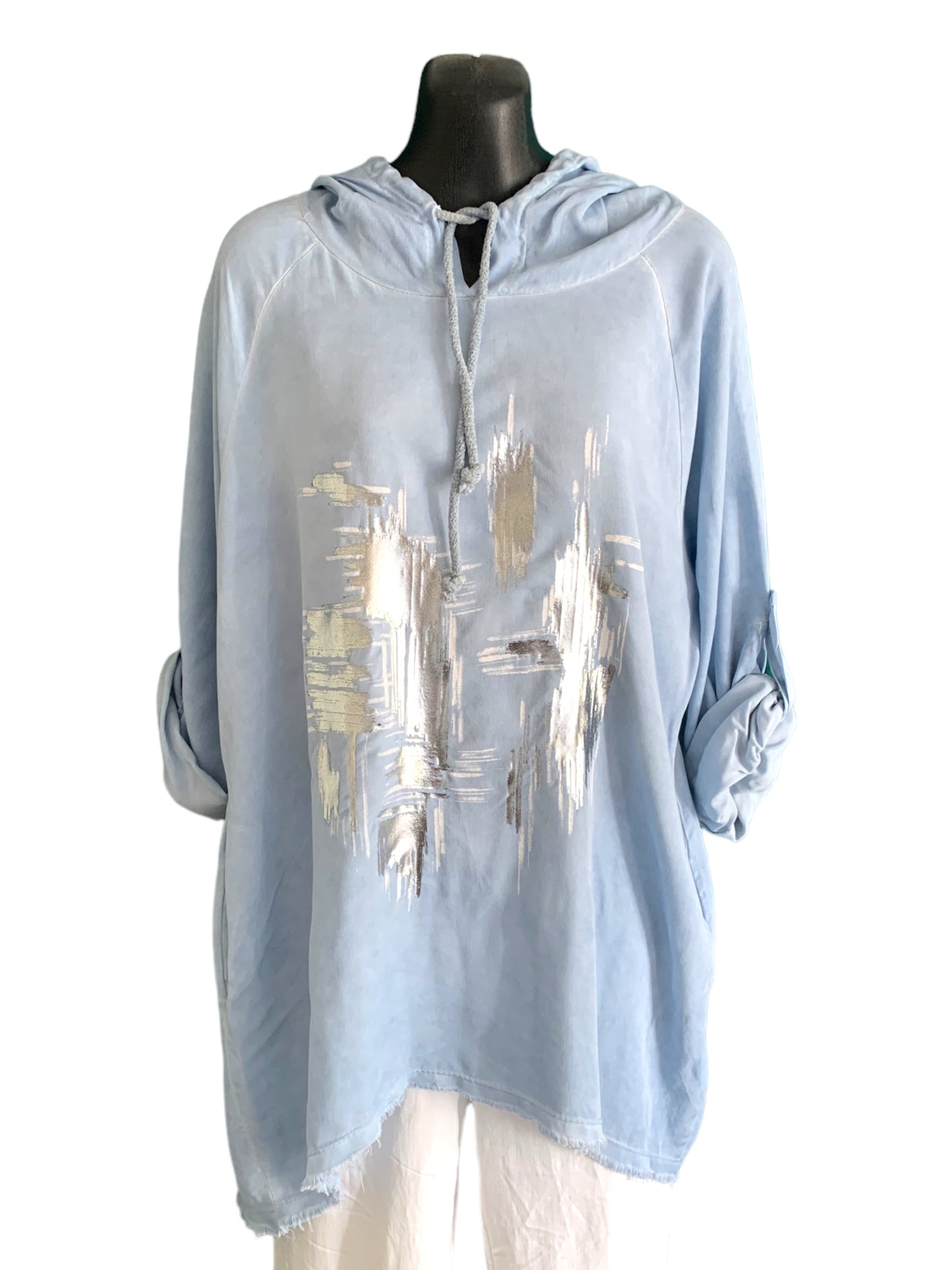 Italian Metallic Paint Hooded Top