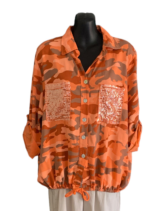 Italian Button Up Camo Print Shirt