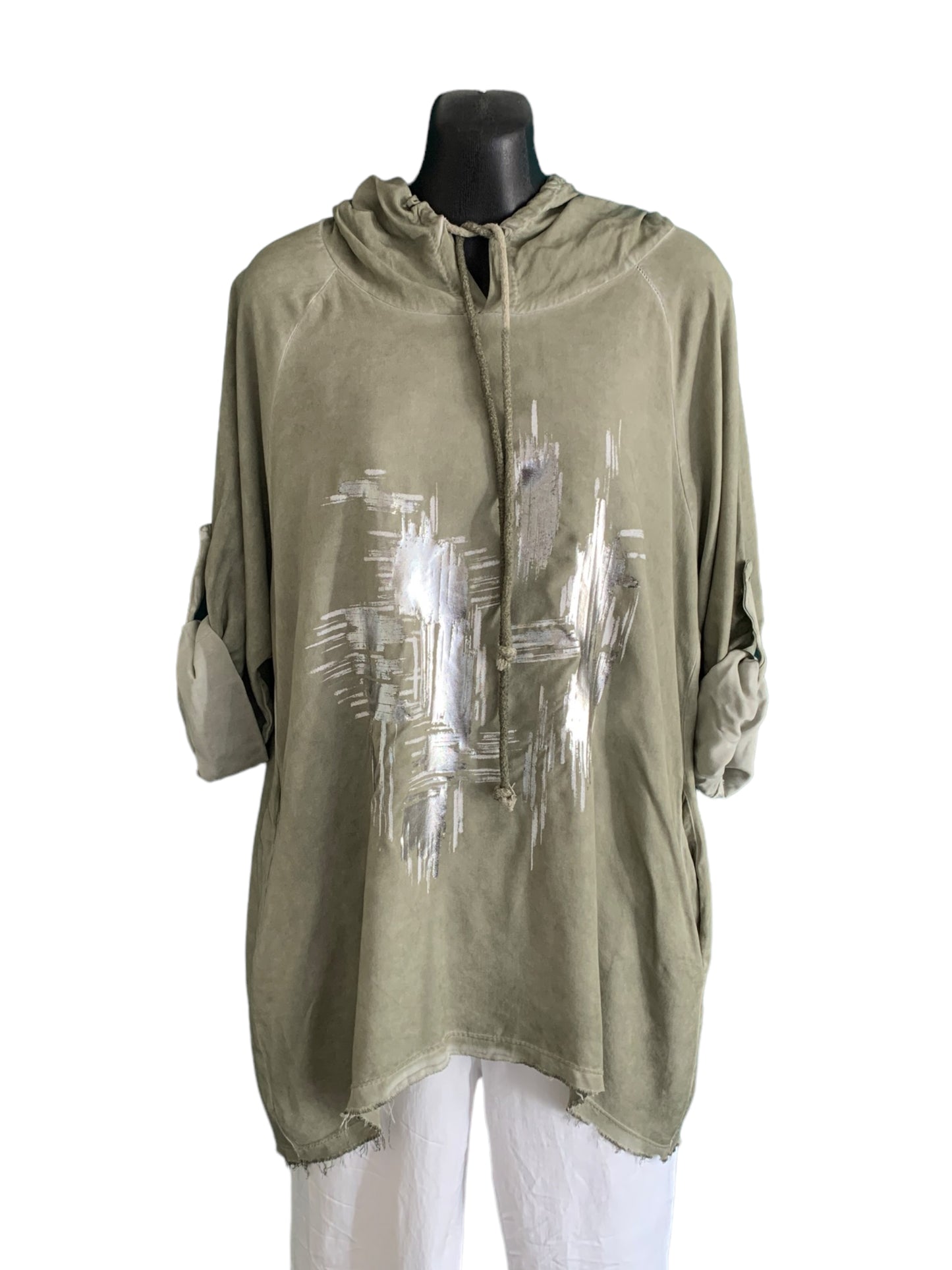 Italian Metallic Paint Hooded Top