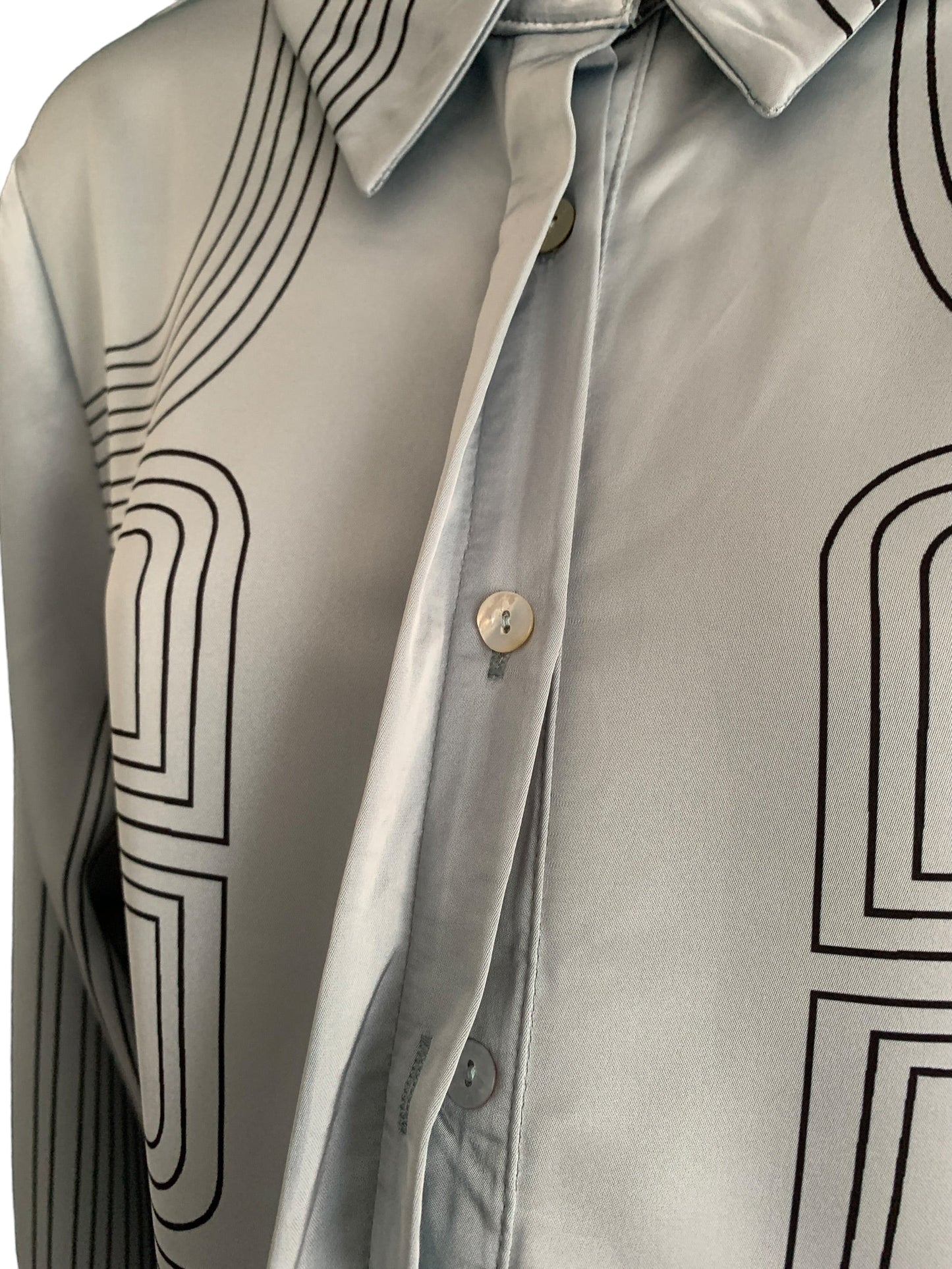 Button Up Long Shirt with Lines Pattern