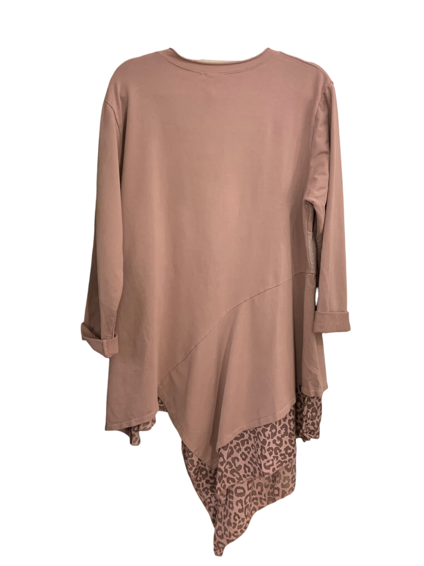 Italian Cotton Animal Print Asymmetric Long Top