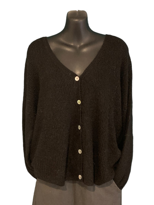 Italian Button Up Knit Cardigan /Black