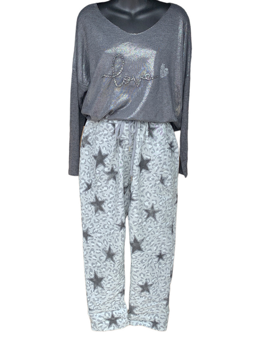 Italian Relaxed Stretch Pants / Animal Print Stars