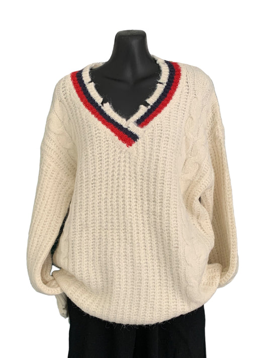 Italian V-Neck Long Hi- Low Knitted Top