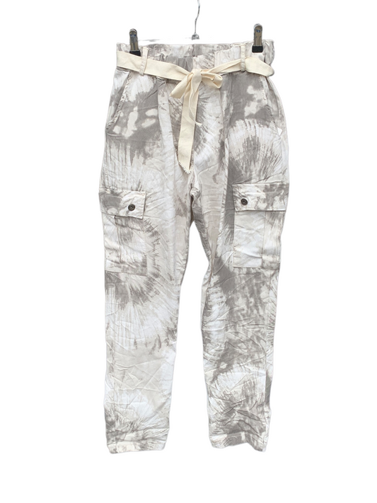 Italian Stretch Tie Dye Cargo Pants “Tan”