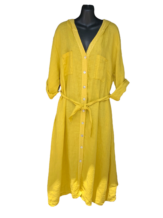 Italian Hooded Linen Dress