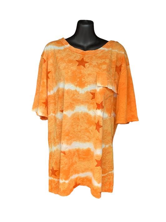 Italian Round Neck Top with Front Pocket / Tie Dye and Stars