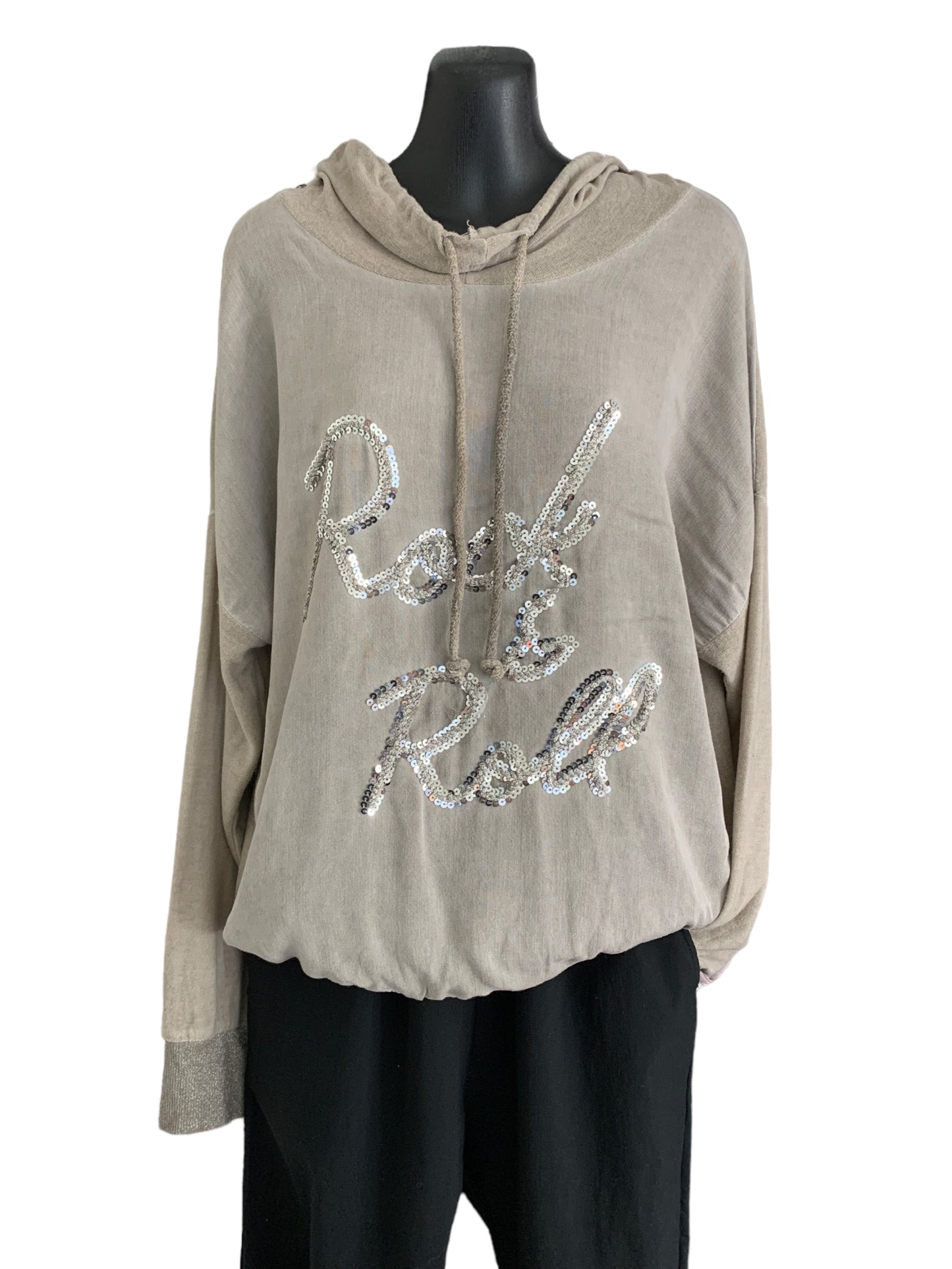 Italian Hooded Long Sleeve Top “Rock & Roll”