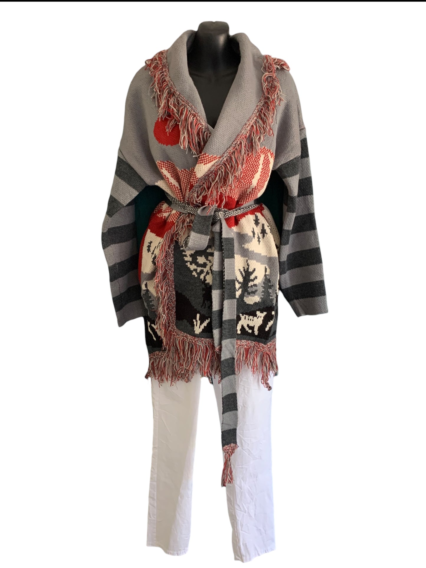 Italian Landscape Fringe Cardigan