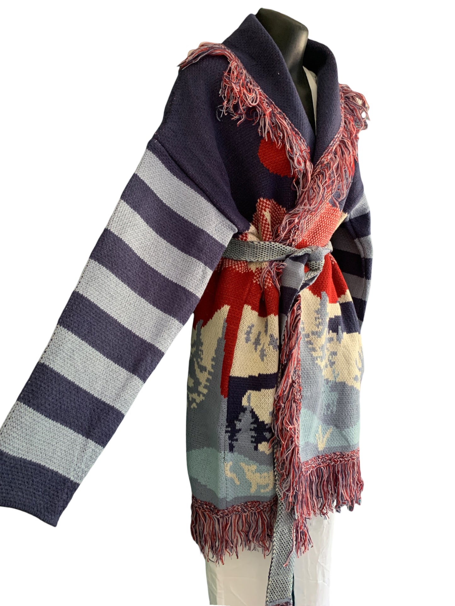 Italian Landscape Fringe Cardigan