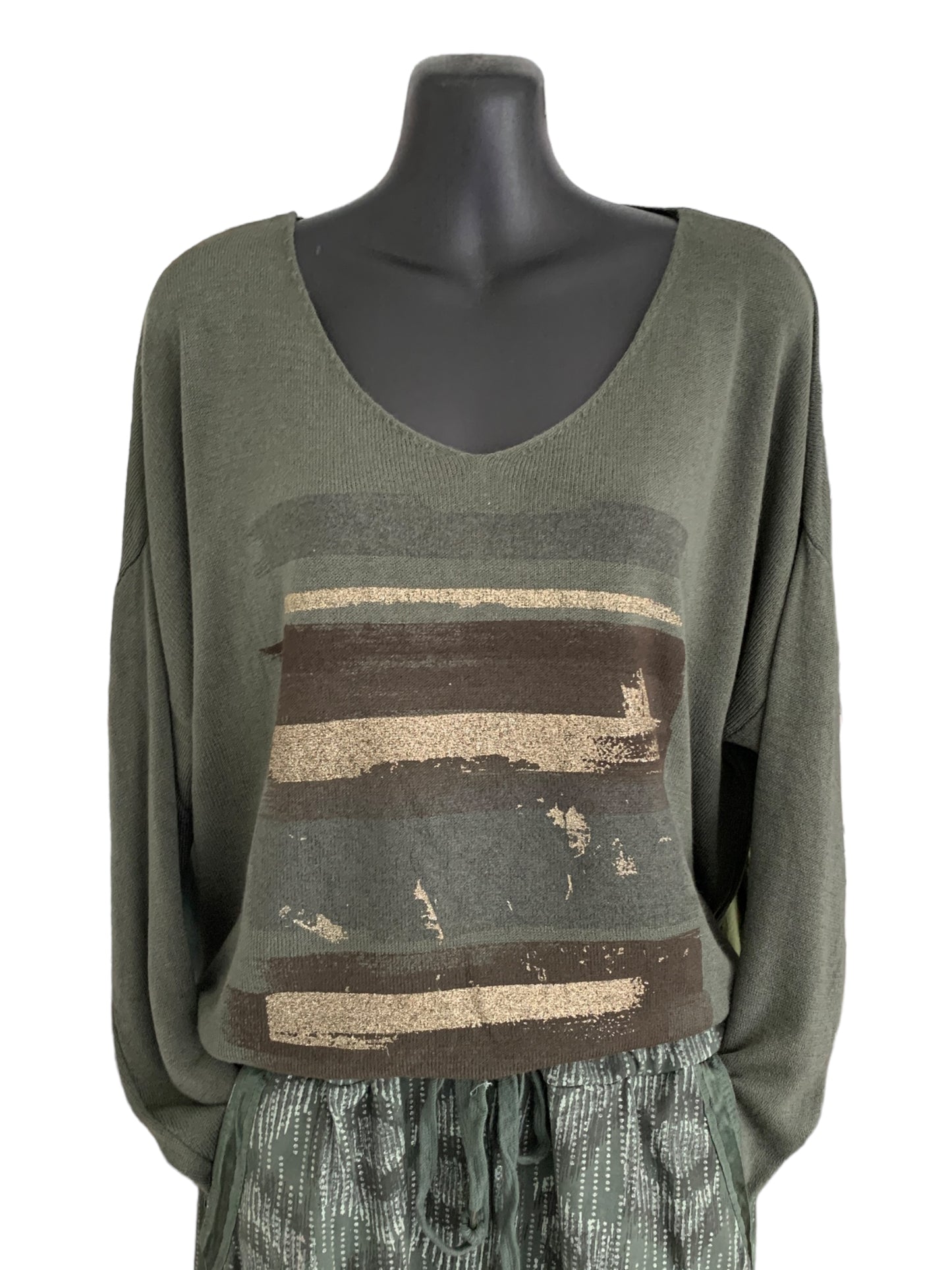 Italian Light Knit Top “Paint Brush Strokes”