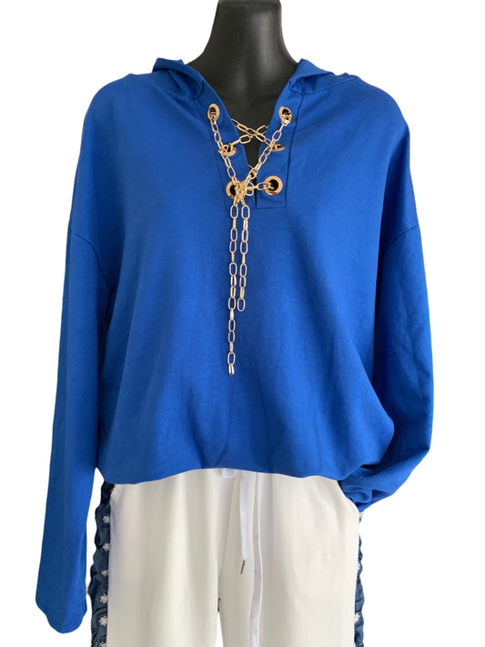 Italian Hooded Top with Chain Detailing