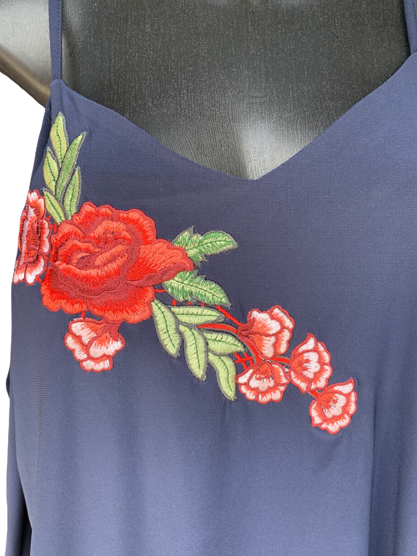 Cold Shoulder Top with Shoulder Straps and Embroidery