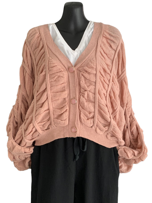 Italian Button Up Knitted Cardigan “Blush”