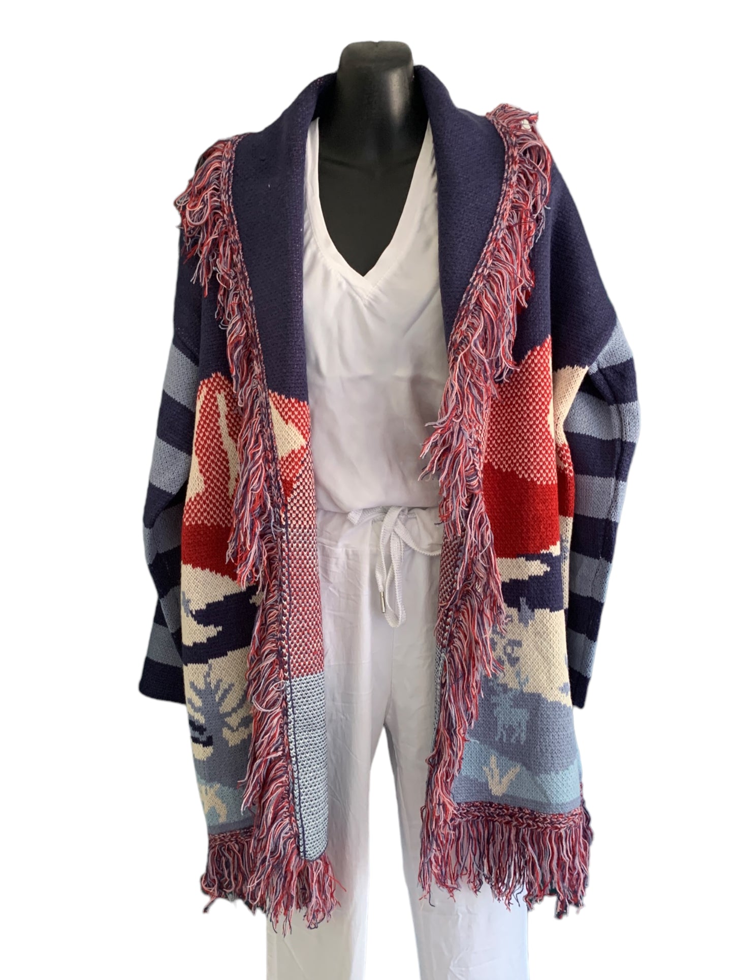 Italian Landscape Fringe Cardigan