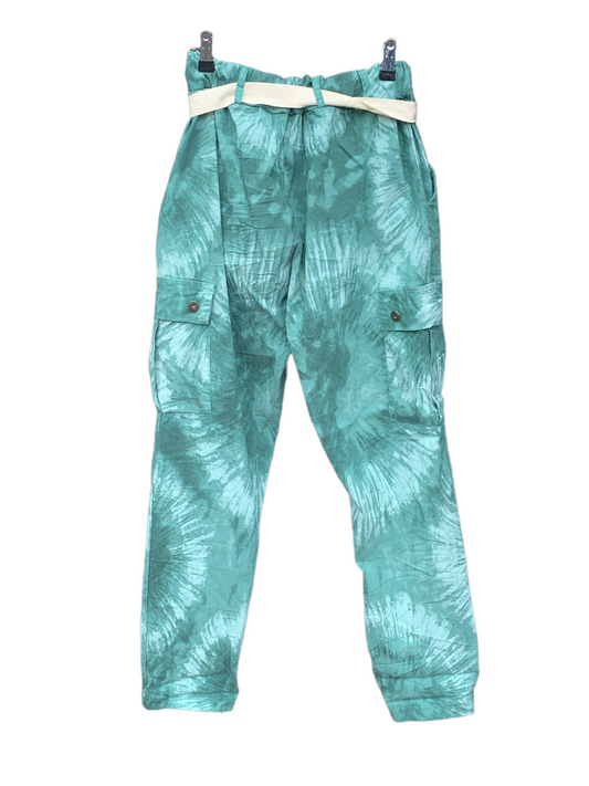 Italian Stretch Tie Dye Cargo Pants “Mint”