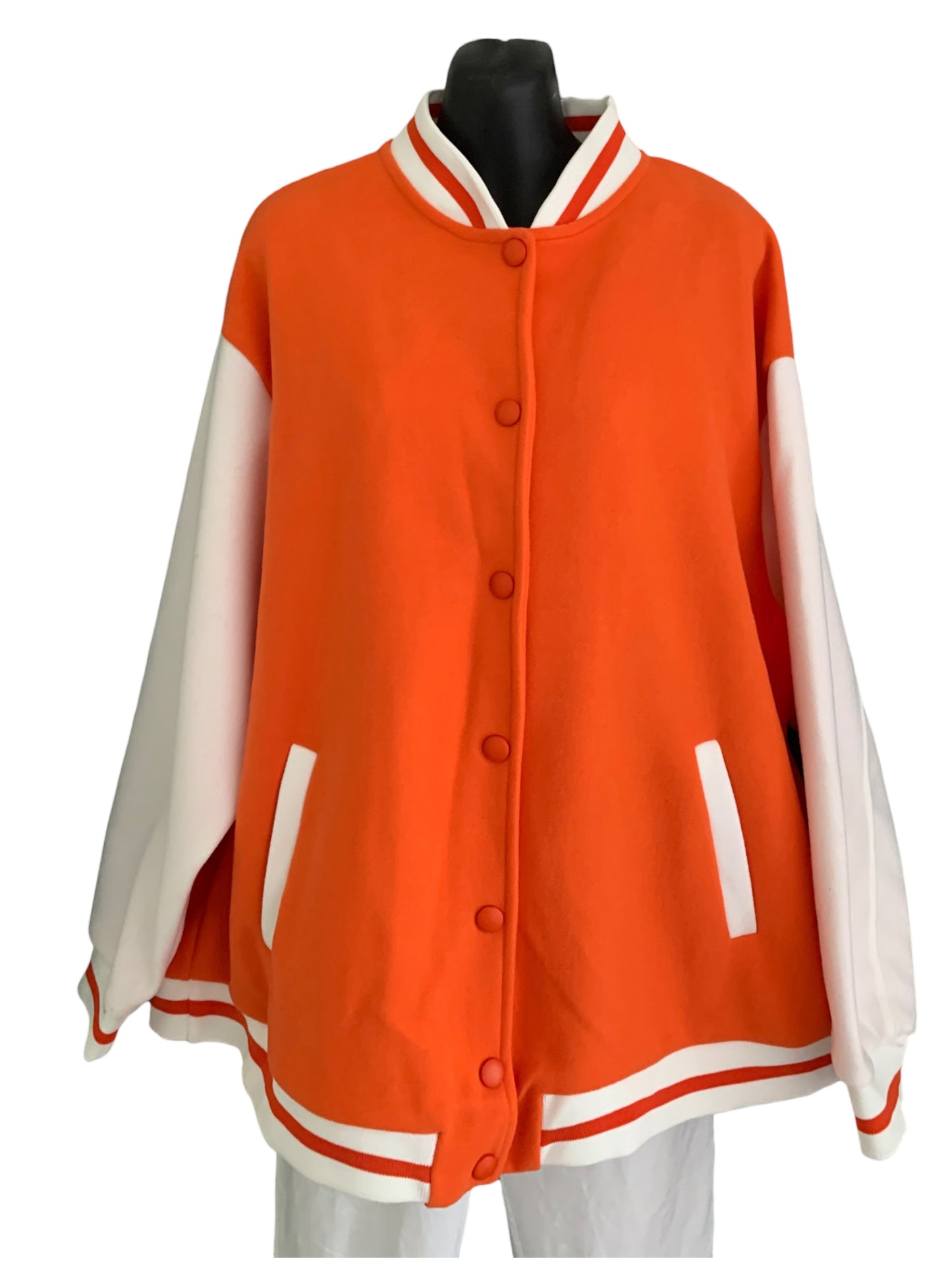 Italian Snap Button Varsity Jacket with Faux Pockets