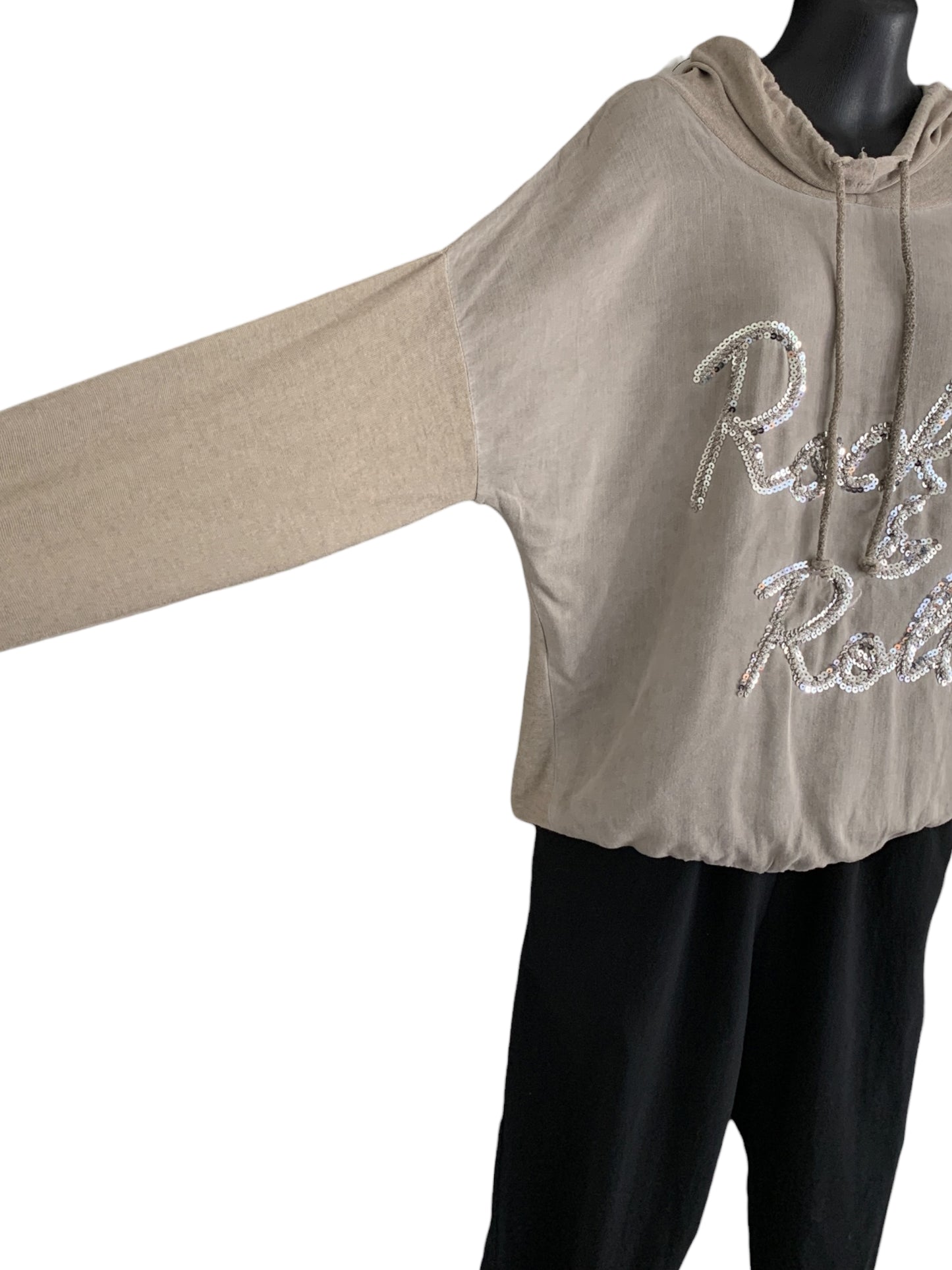 Italian Hooded Long Sleeve Top “Rock & Roll”