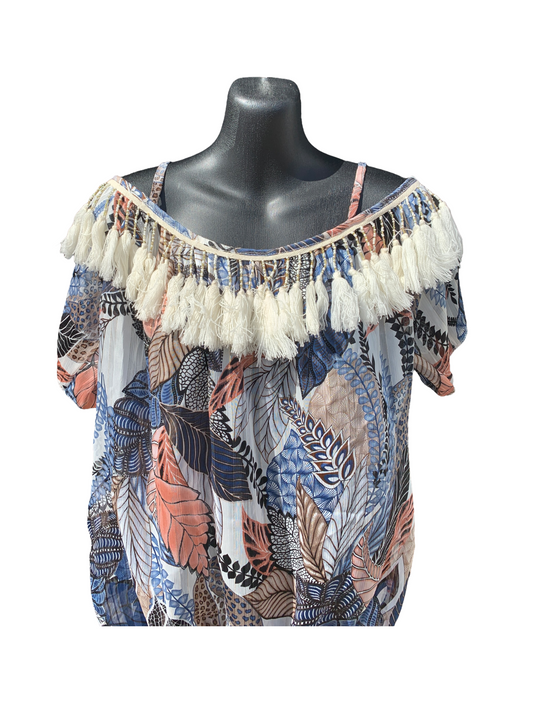 French Cold Shoulder Tassel Top