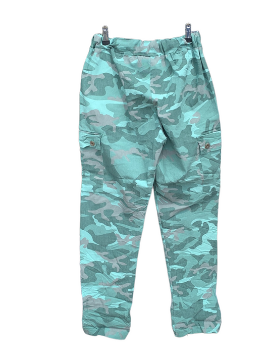 Italian Stretch Camo Cargo Pants “Green”