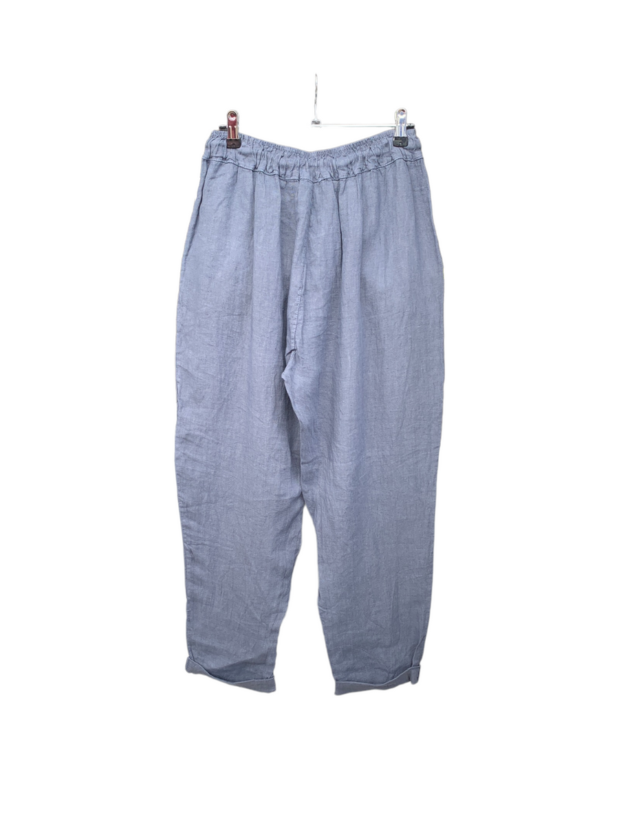 Italian Linen Pants with Tie Waist “Denim” – Collie Anne