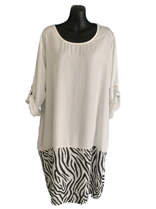 Italian Long Round Neck Dress “Zebra”