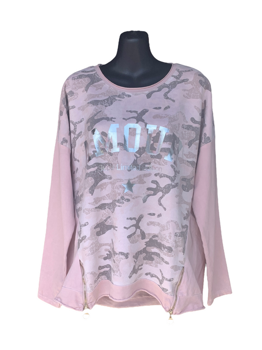 Italian “Amour” Long Sleeve Top “Blush Camo”