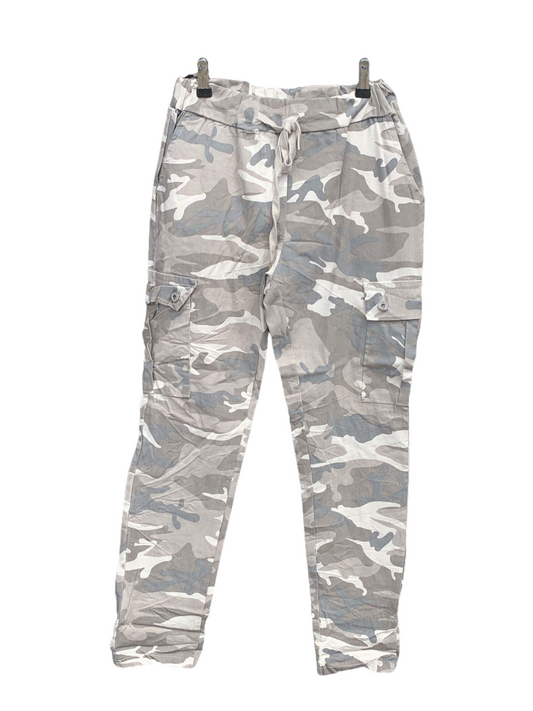 Italian Stretch Camo Cargo Pants “Tan”