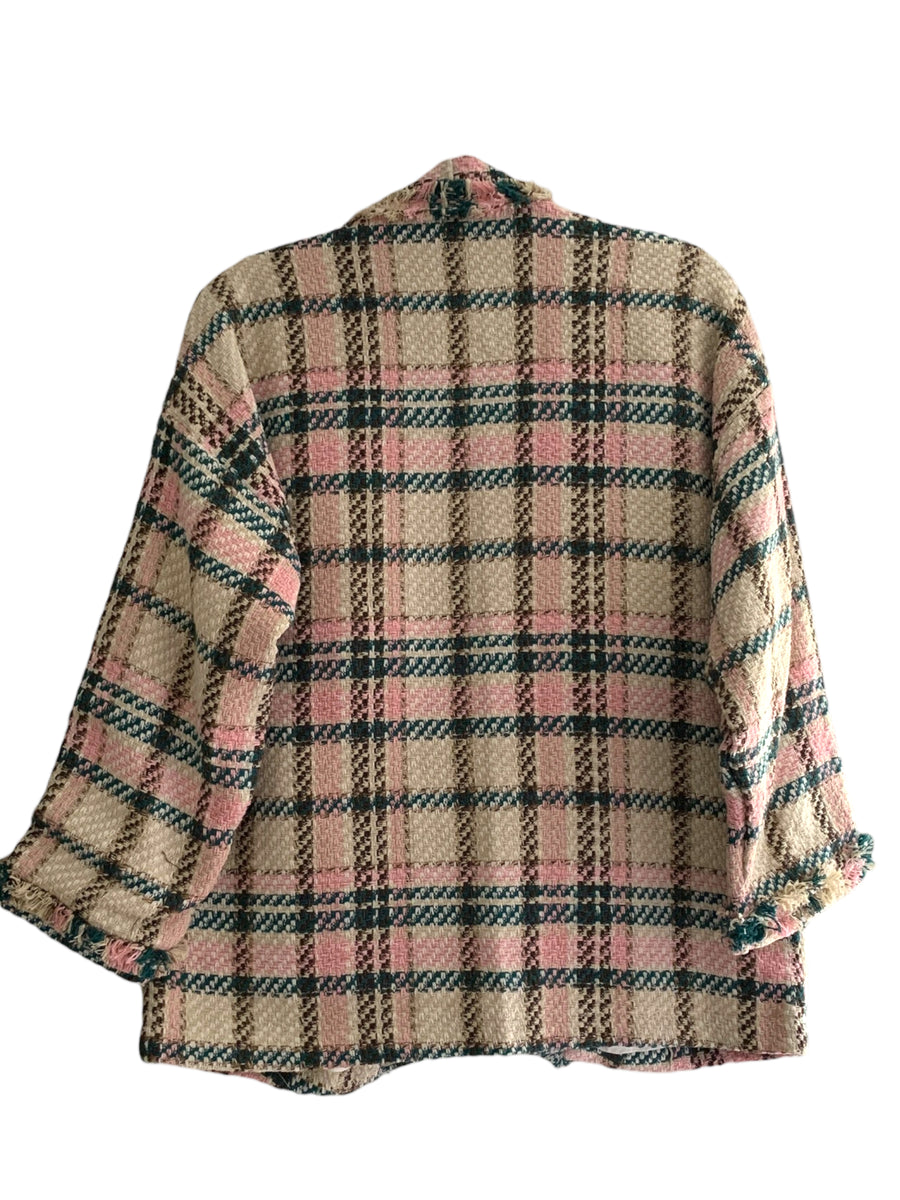 Italian Cotton Raggedy Edge Check Jacket – Collie Anne