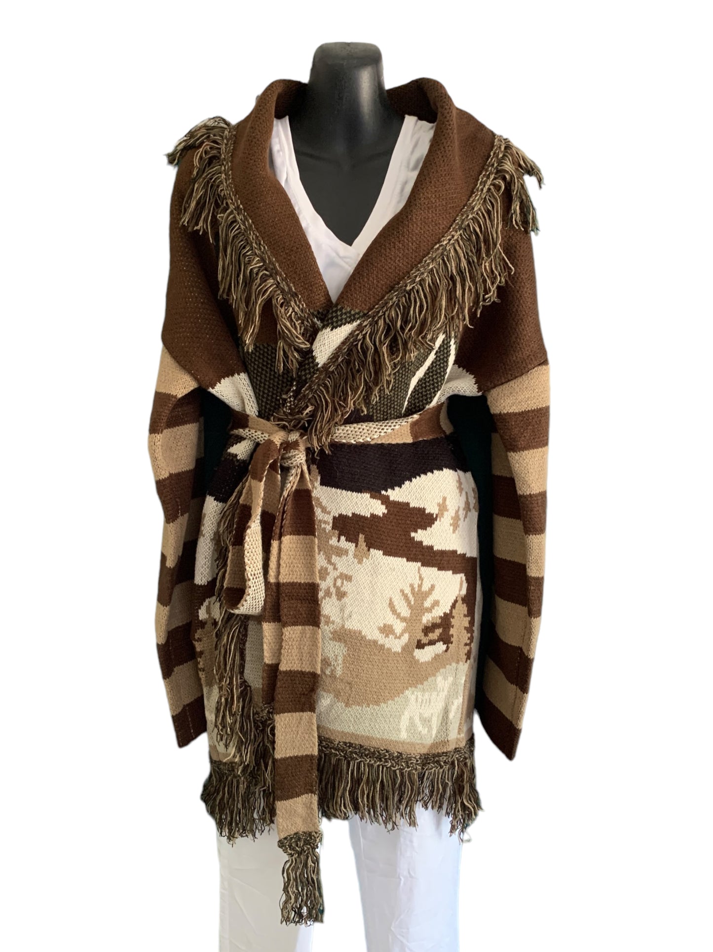 Italian Landscape Fringe Cardigan