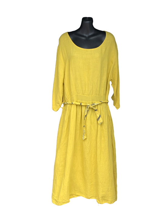 Italian Long Linen Dress With Belt