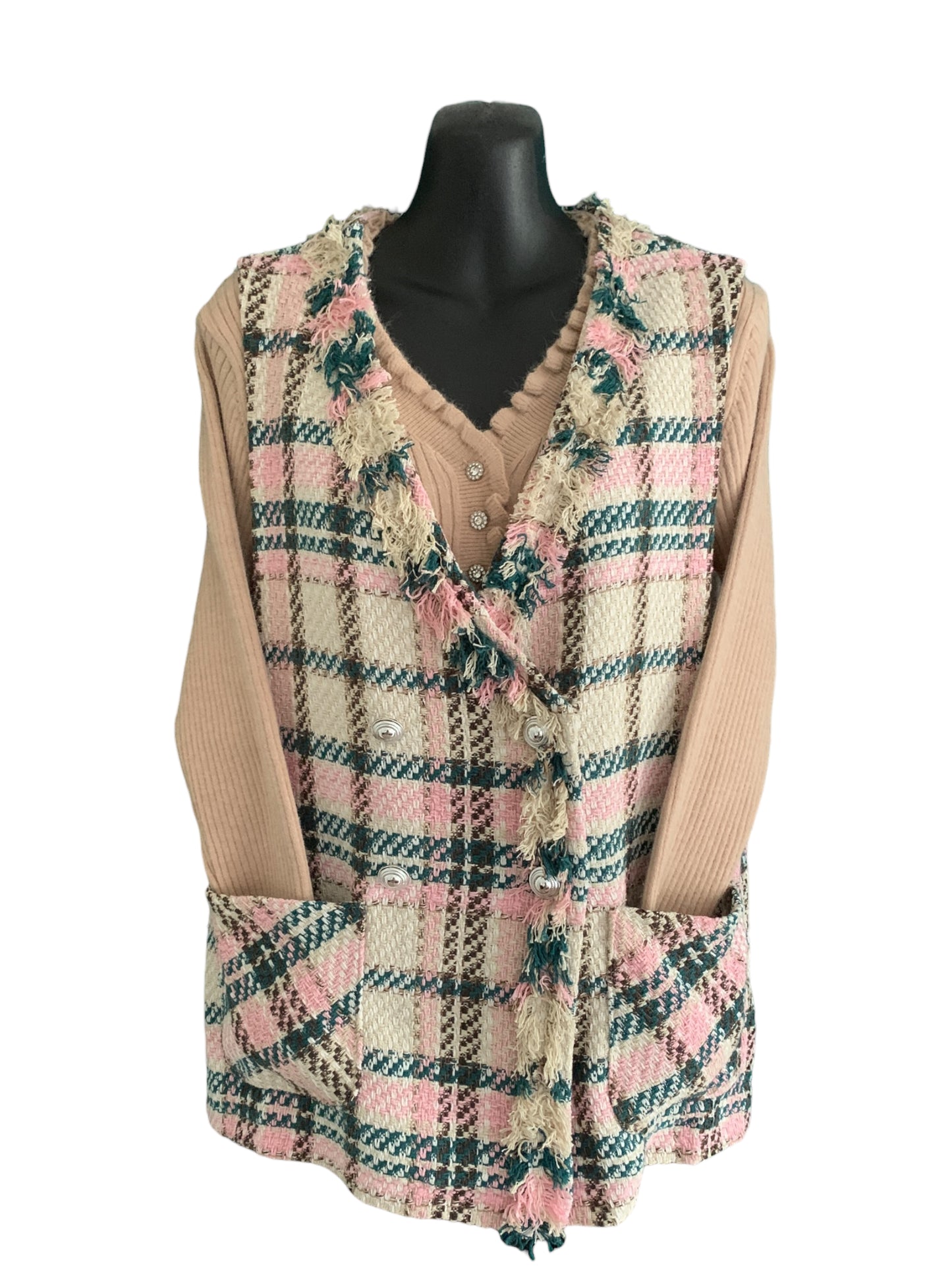 Italian Cotton Button Up Vest with Front Pockets