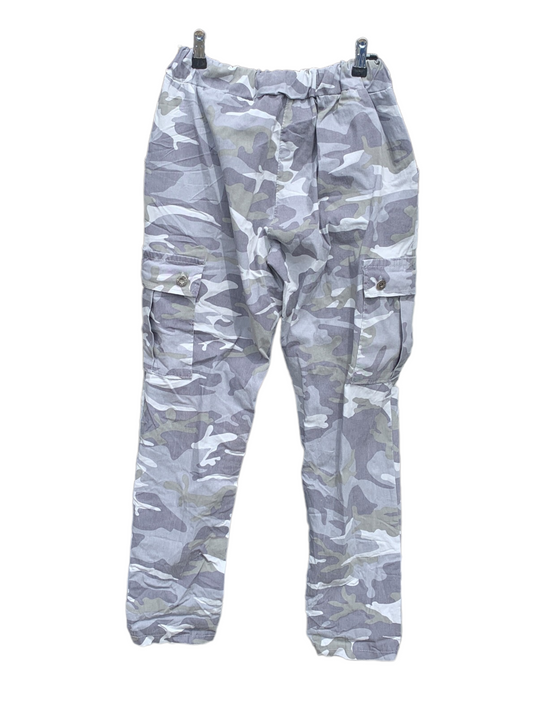 Italian Stretch Camo Cargo Pants “Grey”