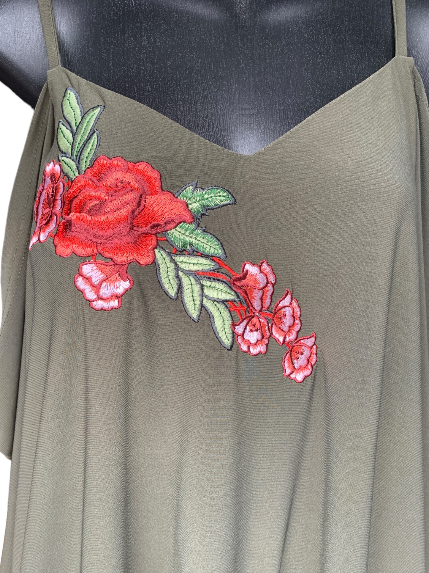 Cold Shoulder Top with Shoulder Straps and Embroidery