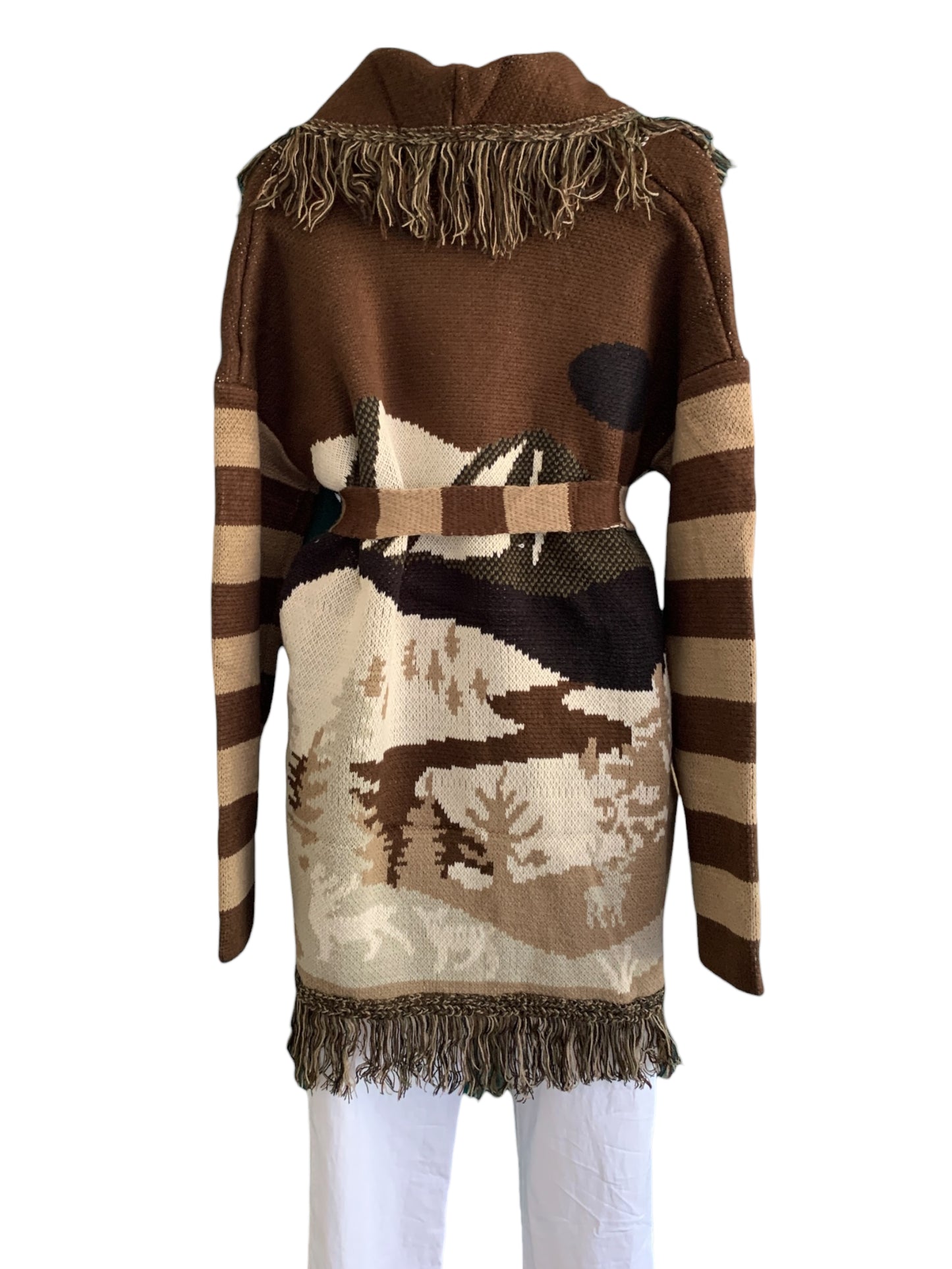 Italian Landscape Fringe Cardigan