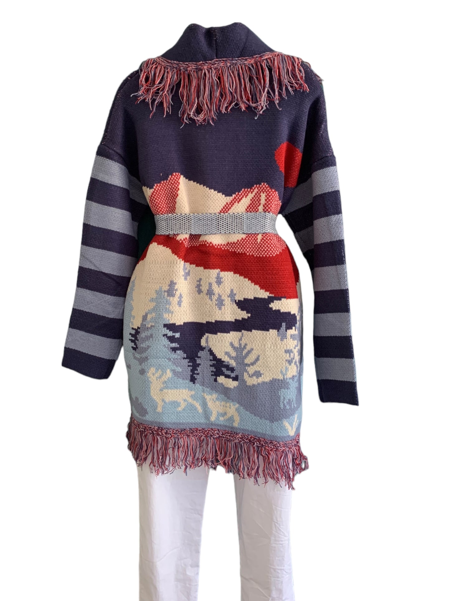 Italian Landscape Fringe Cardigan