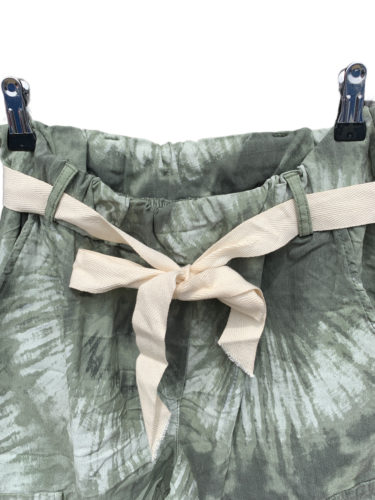 Italian Stretch Tie Dye Cargo Pants “Green”