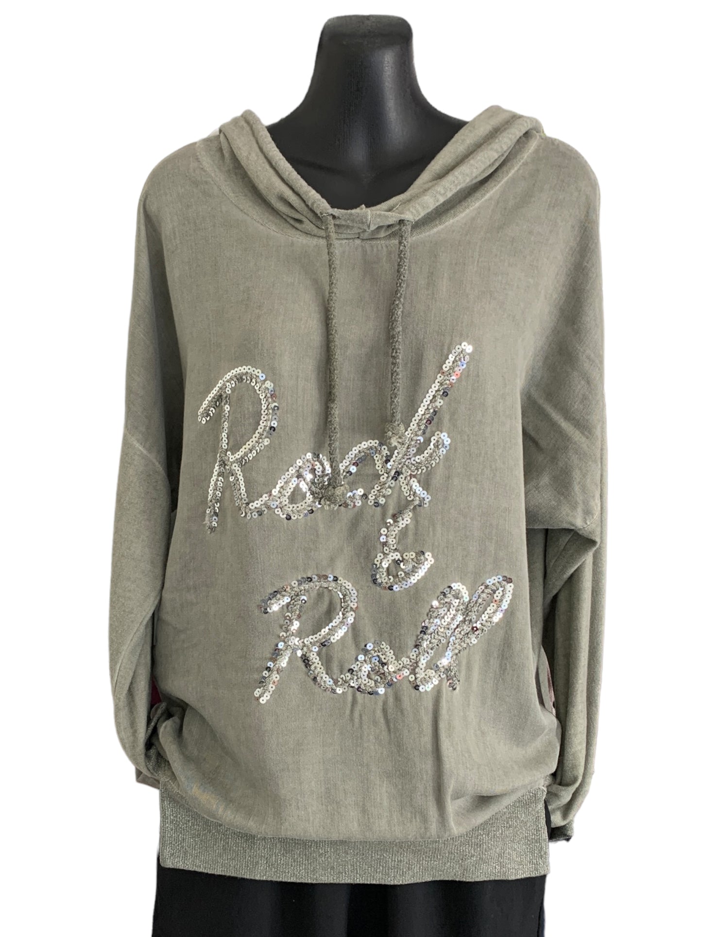 Italian Hooded Long Sleeve Top “Rock & Roll”