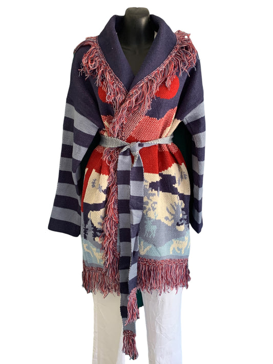 Italian Landscape Fringe Cardigan